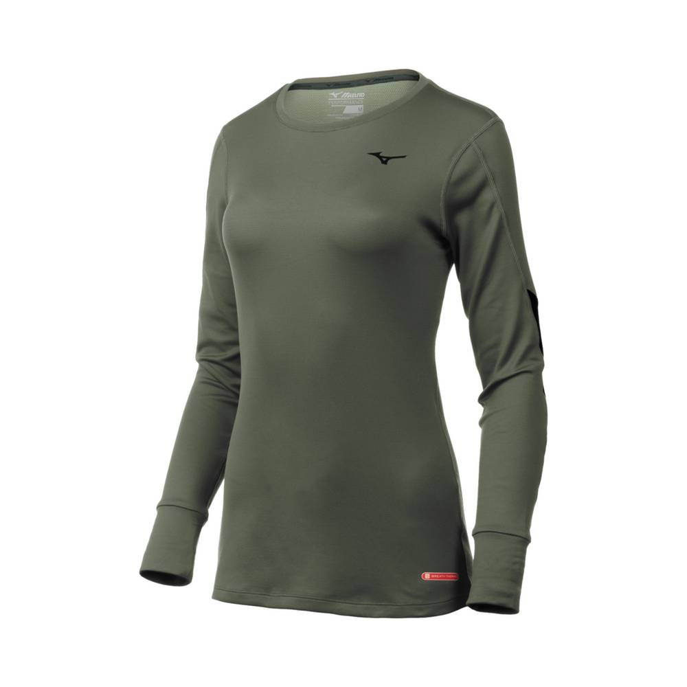 Base Layer Mizuno Breath Thermo® Long Sleeve - Mulher - Verdes - UCFGX9243